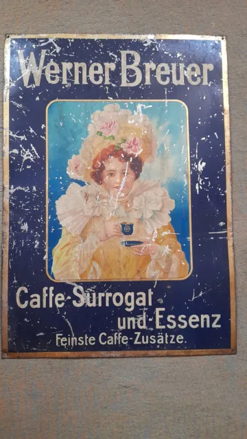 Werner Breuer Caffe Surrogat  Werbeschild Blech lackiert, um 1900