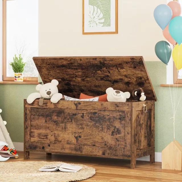 HOOBRO Wooden Storage Chest Trunk Large Capacity Toy Chests 100 x 40 x 48 cm 3