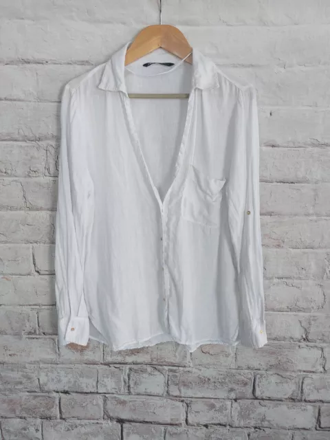 CAMICIA DA DONNA Zara top taglia XL D40 bianco lino EUR 21 90 PicClick IT