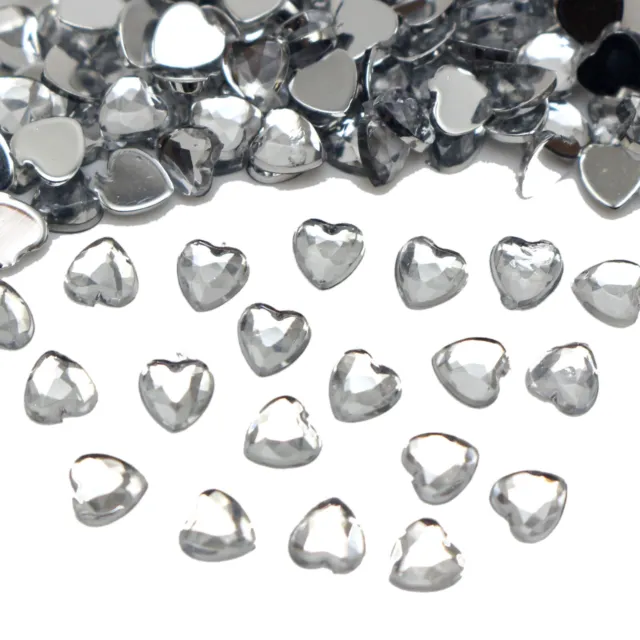 1000 Clear Acrylic Faceted Heart Flatback Rhinestone Gems 4X4mm +Storage Box