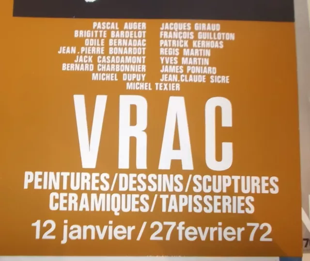 Affiche Exposition Vrac Avec Serigraphie Auger Bardelot Sicre Texier... 1972 3