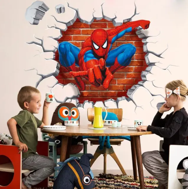 US 3D Wall Stickers Spider man Spiderman Cartoon Room Decal Wallpaper Removable