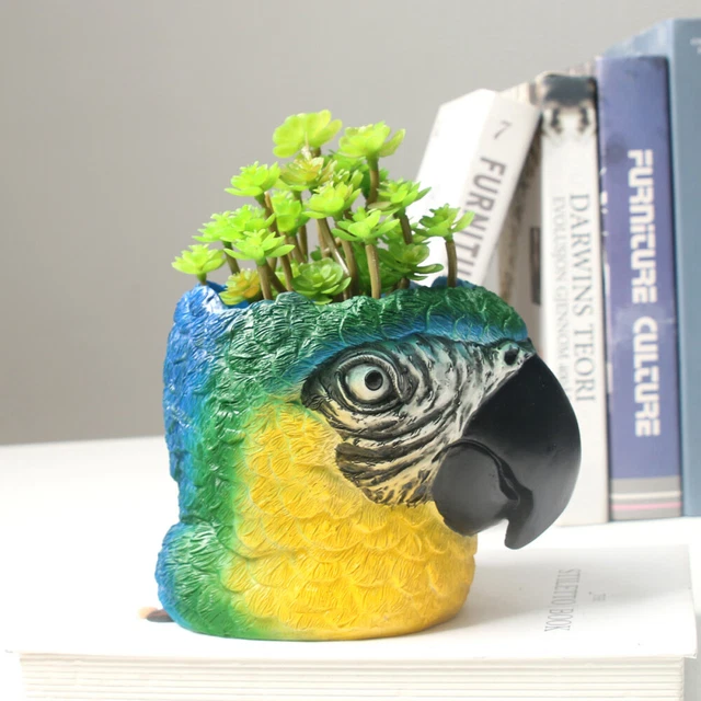 Head Face – Vaso Per Piante Grasse A Forma Di Testa In Resina Bianca – 17x12 Cm, Decorazione Interni Creativa Con Foro Di Drenaggio