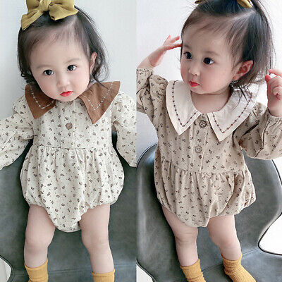 Toddler Baby Girls Floral Jumpsuit Bodysuits Infant Long Sleeve Romper Outfits
