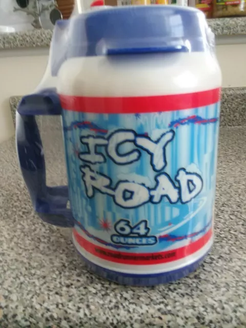 Whirley Drink Works Icy Roads! Road Runner Giant 64 Oz Travel Beverage Mug New!