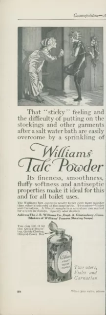 1910 Williams Talc Powder Avoid Sticky Feeling Salt Water Bath Vtg Print Ad CO2
