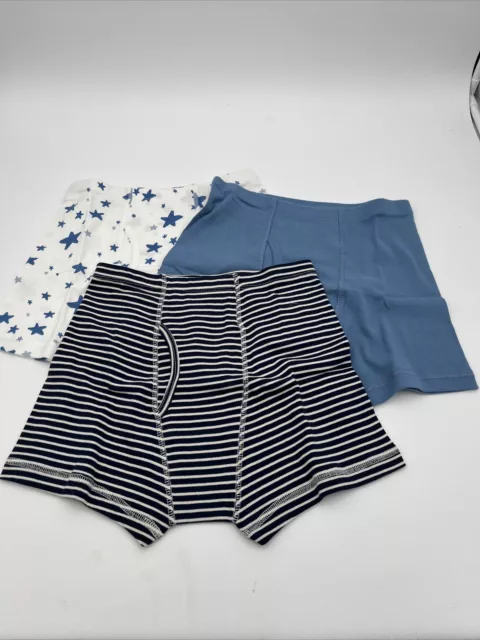 New! 3 pair Boys Hanna Andersson Underwear Boxer Briefs blue Size L 10-12 Stripe