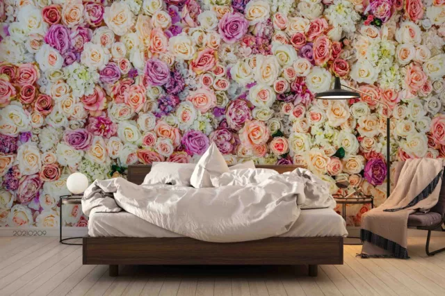 3D Colorful Rose Flower Self-adhesive Removable Wallpaper Murals Wall 110