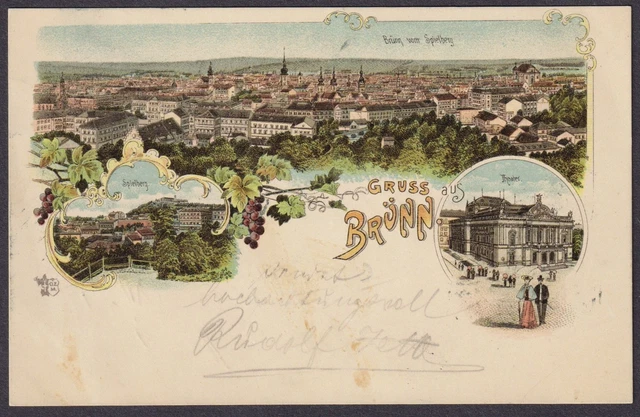 Gruss Aus Brünn Spielberg Stadttheater Ak Litho Boemia Bohemia Cesko Czech