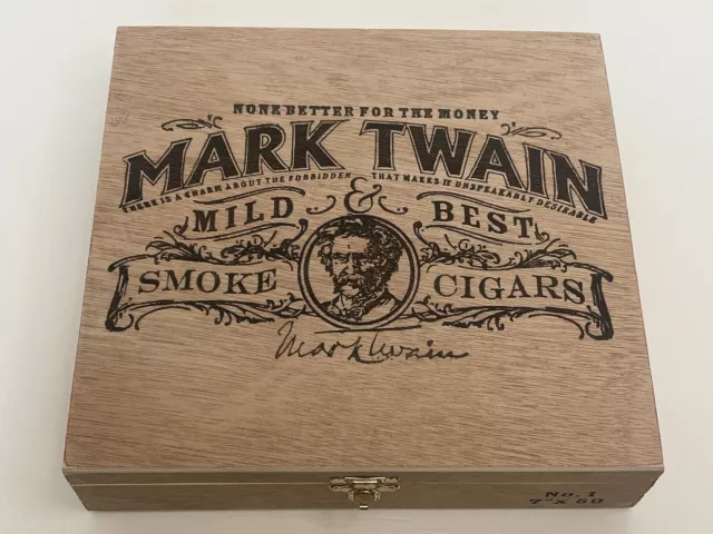 Mark Twain No 1 Empty Wooden Cigar Box 8.5" x 8.0" x 2.0"