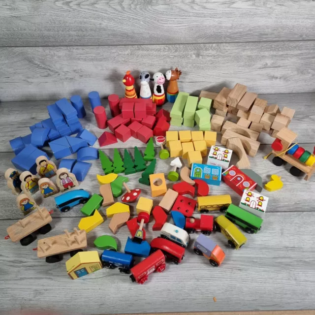 Wooden Train Car Vehicle Bundle Job Lot Brio ELC Building Blocks 3.5kg