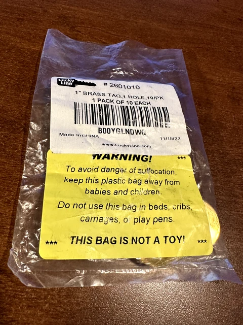 Lucky Line Products 2601010 Solid Brass Key Tag, Brass, 10/pkg