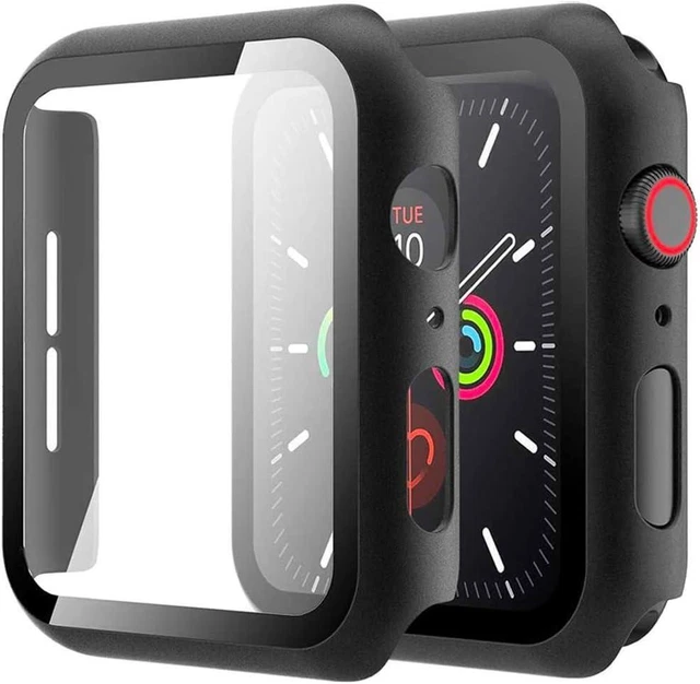 Case with Tempered Glass Protector for Apple Watch Series 6 5 4 SE 40mm - Black