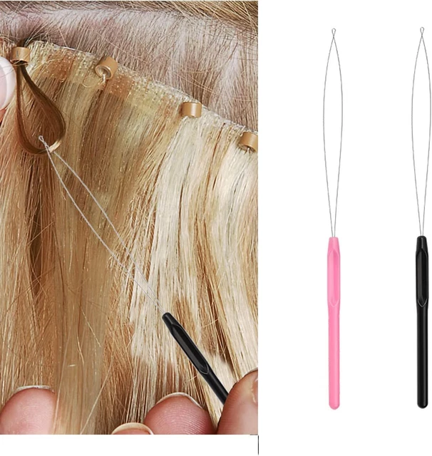 Hair Extension Needle Loop Threader Pulling Hook Tool and Bead Device Hair Exte