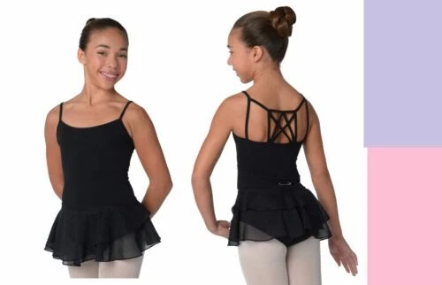 Dance Leotard Dress Cotton DanzNMotion 765C Large Child Black Ballet Tap Jazz