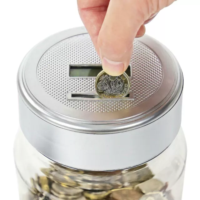 Money Counting Jar Box Electronic LCD Coin Saving Safe Digital Bank - New 3