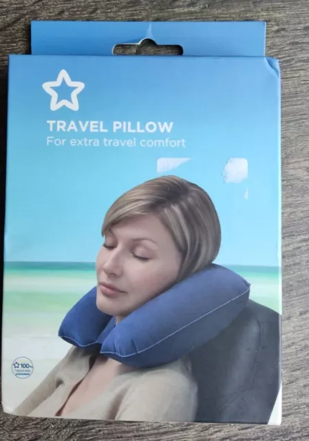 Superdrug Inflatable Airplane Pillow Travel Pillows Portable 100% flock