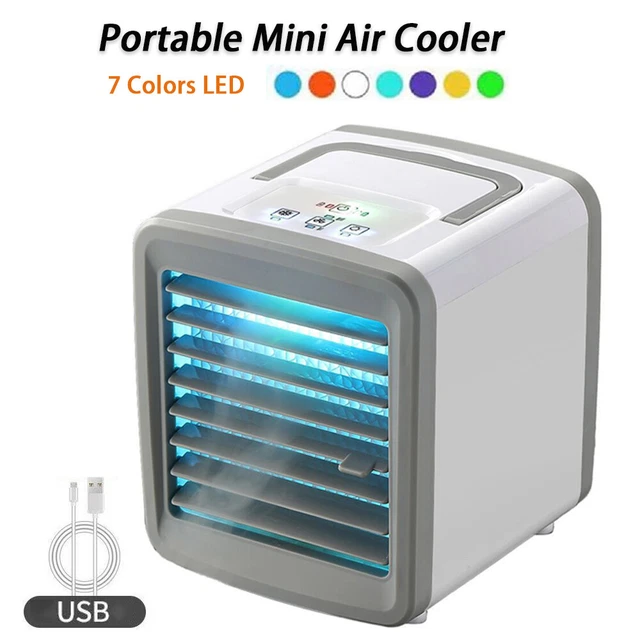 Portable Air Cooler Fan LED Mini AC Air Conditioner Personal Cooling Humidifier