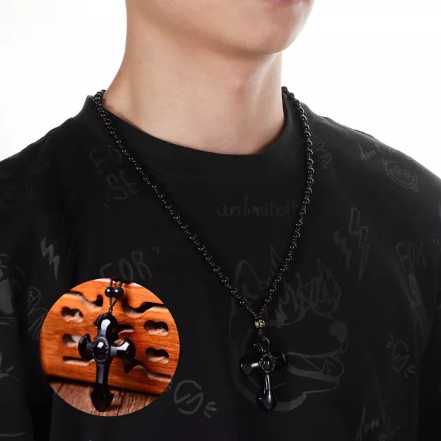 Amulett Schwarz DragonGenericName Obsidian Anhänger Form von Hexagram Halskette