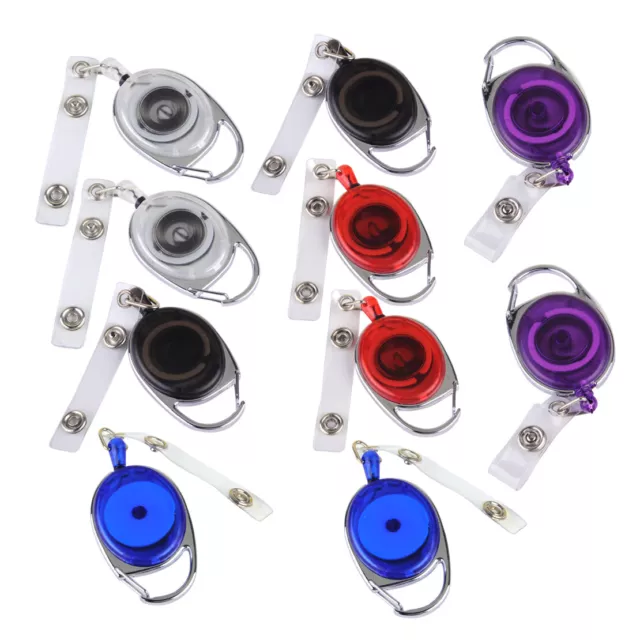 10x Retractable Carabiner Reel Pull Belt Key Card Badge Tag Clip Holder Strap Pd