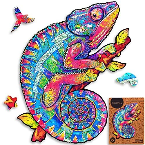 Original Wooden Jigsaw Puzzles - Iridescent Chameleon, 202 pcs, Medium