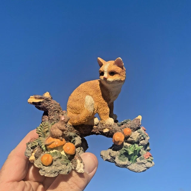 HERITAGE MINT Orange Tabby Cat Kitten Mushroom Country Mouse Figurine ❤️sj10m2