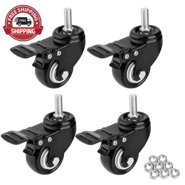1.5" Threaded Stem Casters with Brake, Heavy Duty Swivel Caster with M8X25 Threa