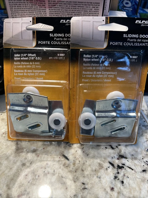 (2) Prime Line By-pass Closet Door Top-Hung Front Rollers and Brackets N 6667