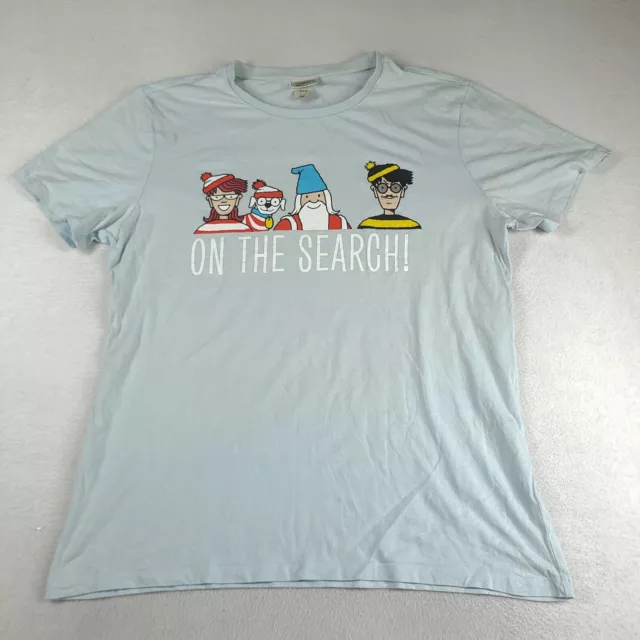 Where's Wally T Shirt Blue Short Sleeve Sz 2XL On The Search Graphic Tee Casual