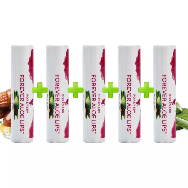 Forever Aloe Lips - Aloè Baume à Lèvres - Protège, Nourrit vos Lèvres (Lot de 5)