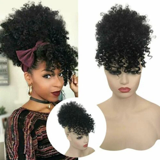 Queue de Cheval Corde Wraphair Noir 15cm Court Afro Puff Kinky Wraphair Chaud