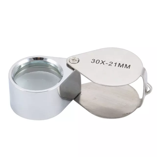 Folding Magnifier 30X Illuminated Magnifying Glass Loupe Lens Silver Tone