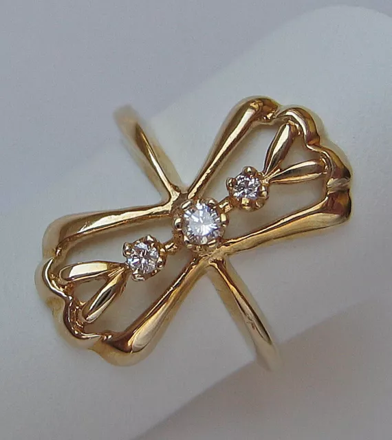 ♦️Brillant Ring aus 585 14kt Gelb Gold mit Brillanten Diamant Ring ♦️1981 3