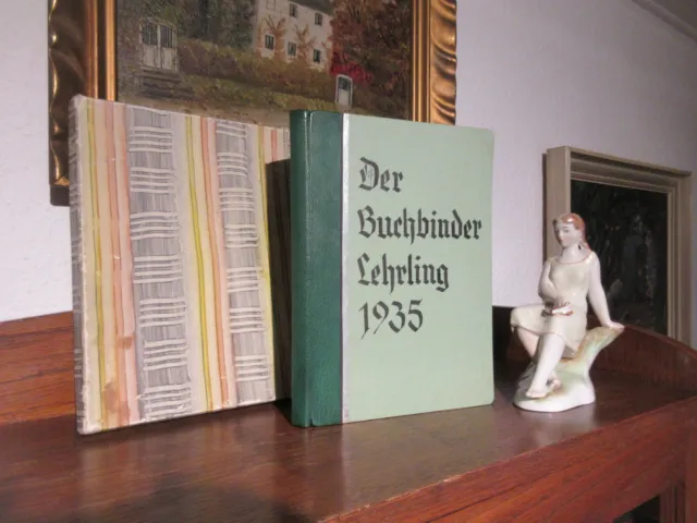 DER BUCHBINDER LEHRLING 1935 BUCHBINDEREI BUCHBINDEN Schöner LEDER HANDEINBAND