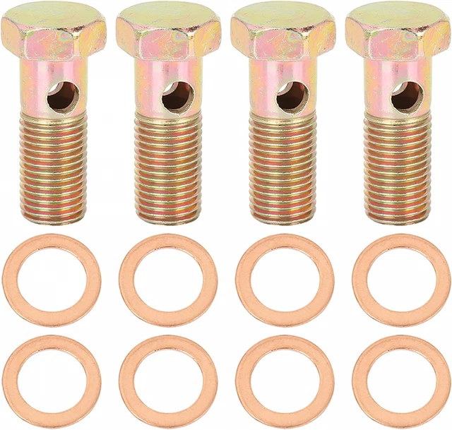 X AUTOHAUX 4 Sets M14x1.5mm Métrique Filetage Banjo Boulons Frein Raccord...