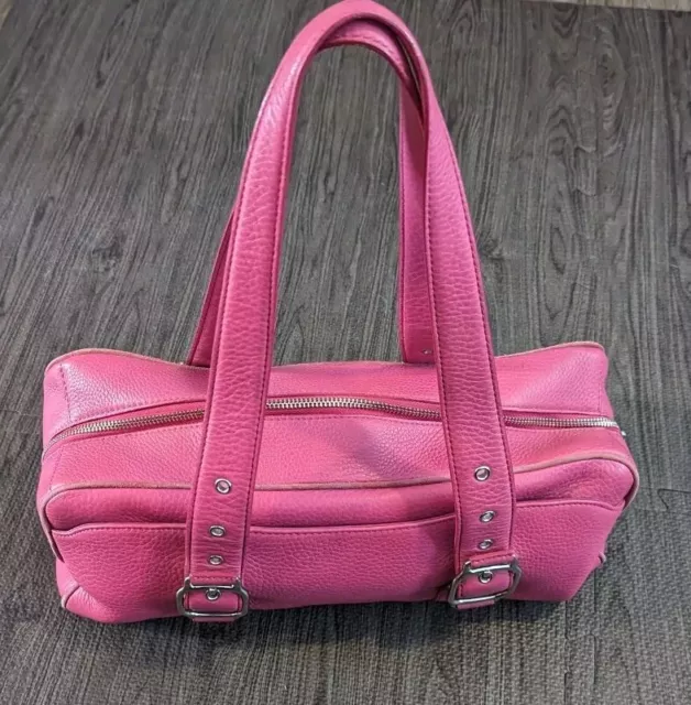 Cole Haan Leather Pink Shoulder Hand Bag Purse Satchel Zip Closure