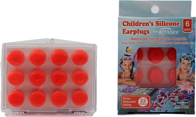 Paquete de valor de tapones para los oídos de silicona suave Med, 6 (niños)