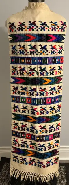 Vintage Guatemalan Table Runner / Tapestry Hand Made Yarn Design