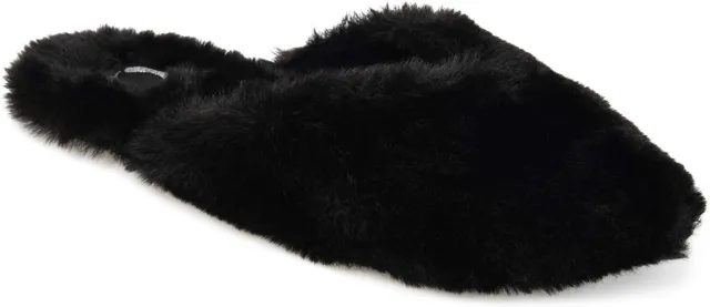 Journee Collection Women's Faux Fur Sundown Slipper, Black, Size 9.0