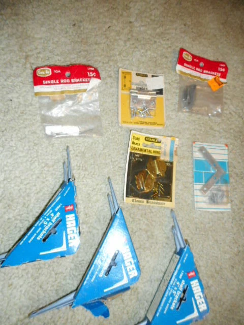 Shelf brackets(3)  4 x 5 inches - NEW/NIB - Hinges(2) - Rod brackets(2)  - Metal