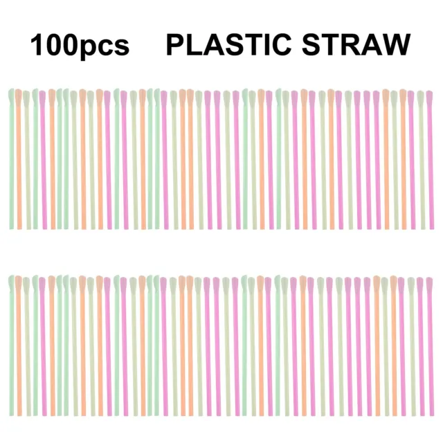 100-1000pc pailles jetables avec cuillère pailles de smoothie en plastique  coloré -aob