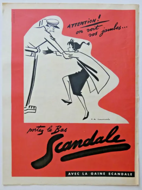 Publicité De Presse 1953 On Voit Vos Jambes Portez Le Bas Le Bas Scandale - Bus.