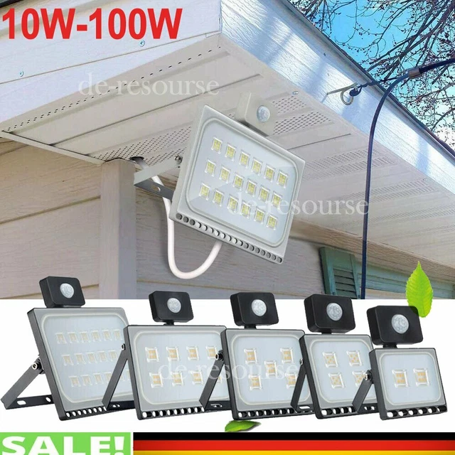 LED Fluter mit Bewegungsmelder 10-100W Außen Strahler Slim Scheinwerfer IP65 DHL
