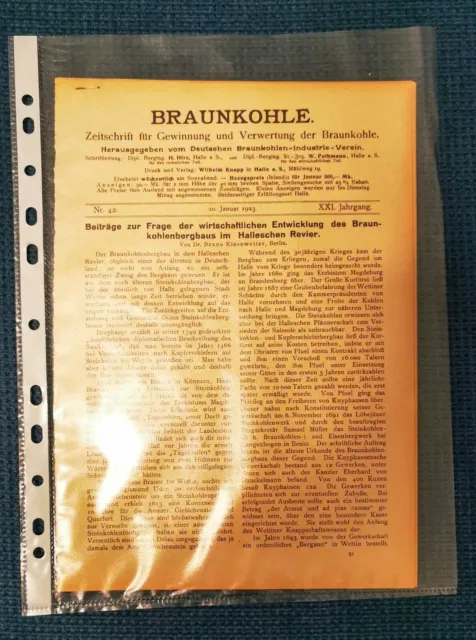 Braunkohle - Zeitschrift für Gewinnung und Verwertung der Braunkohle. 1923