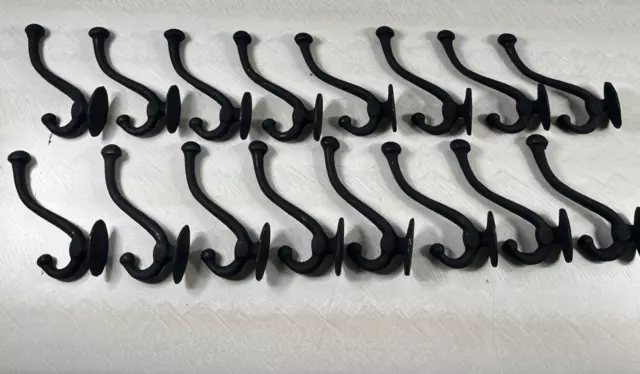 16 Rustic Cast Iron Coat Hat Wall Hooks Restore School Farm Towel Bath Kitchen