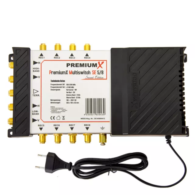 PremiumX PMSE 5/8 Multischalter Multiswitch Matrix SAT Verteiler 8 Empfänger UHD