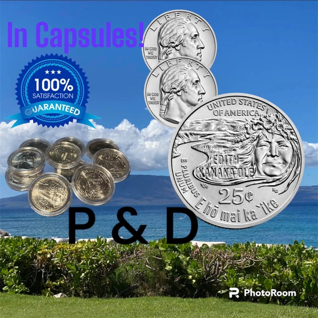 BU 2023- P & D American Women Quarter 2-Coin Set Edith Kanaka‘Ole  Washington