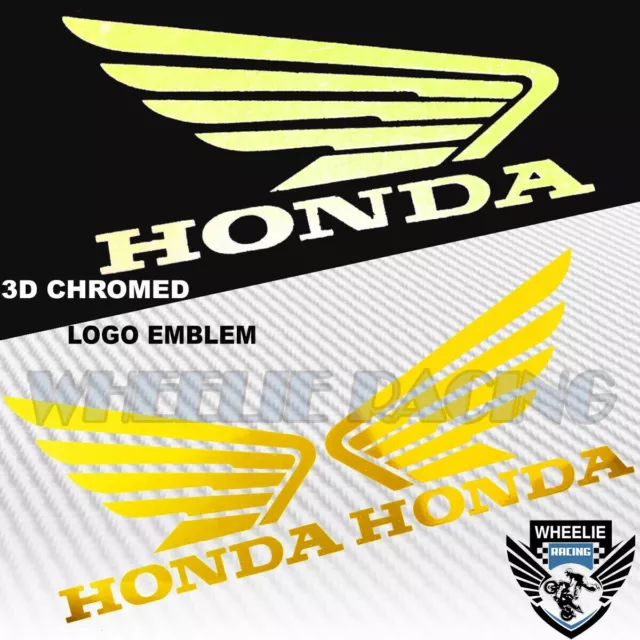 4.5" Gas Fuel Tank Fairing Decal Reflective Vinyl Wing Logo Sticker Honda Yellow