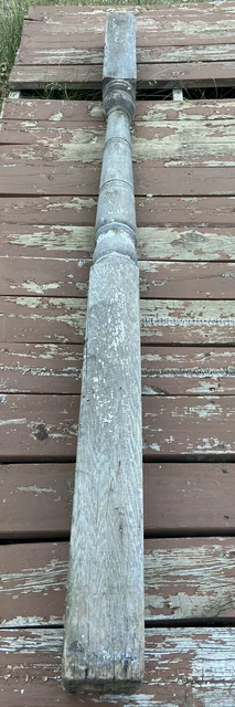 Pillar Column Antique Turned White Chippy Paint Ornate Faded Weathered Rustic 3
