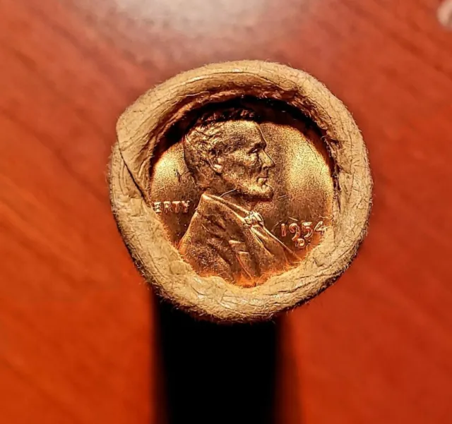1954-D Lincoln Wheat Cents - Obw Original Bank Wrapped Roll - Bu Uncirculated